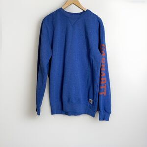 CARHARTT Men Sweatshirt Loose Midweight Graphic Arm Sleeve Blue Med Crewneck